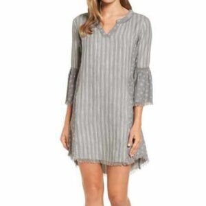 Anthropologie Women BILLY T Bell Sleeve Shift striped Dress Sz XS